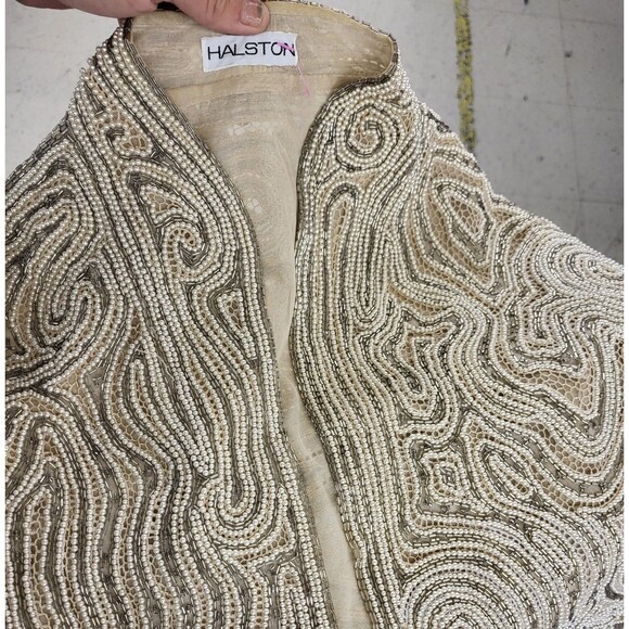 Vtg 1981 Halston Couture Collector Hand Beaded Bugle Jacket - Picture 5 of 16